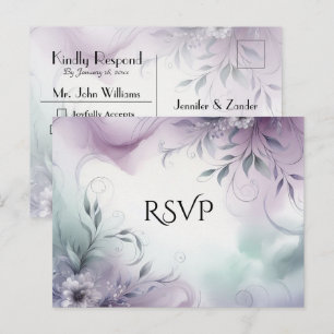 Lavender Mist and Watercolor Whispers Wedding RSVP Invitation Postcard