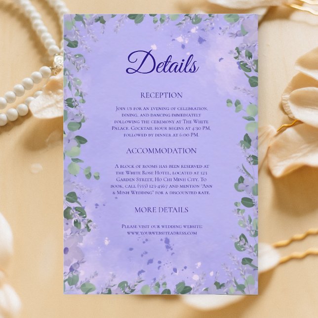 Lavender Mist Garden Wedding Details Card (Creator Uploaded)