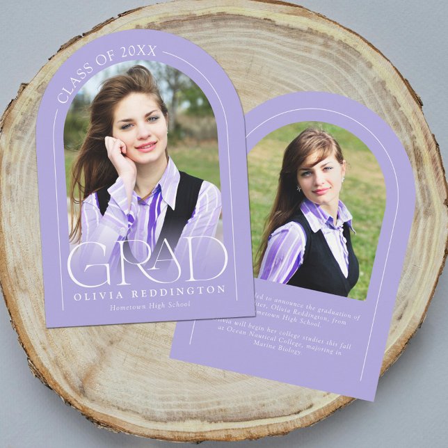 Lavender Modern Arch 2 Photo Grad Announcement (Creator Uploaded)