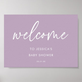 Lavender Modern Baby Shower Welcome Sign Poster