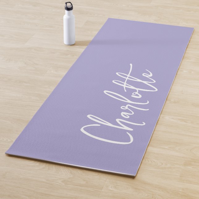 Lavender Modern Custom Name   Yoga Mat (In Situ)