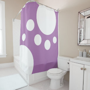 Lavender : Modern Dots in White Shower Curtain