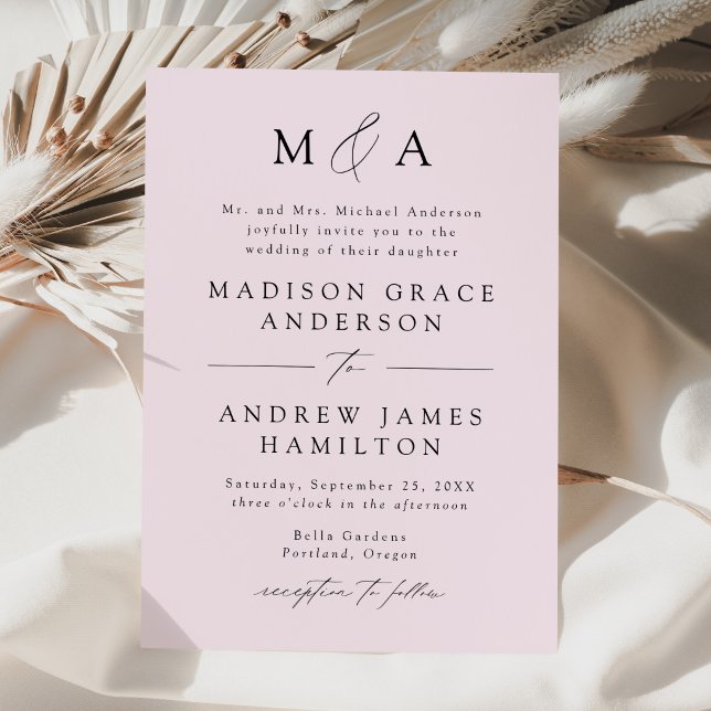 Lavender Modern Elegance Monogram Wedding Invitation (Creator Uploaded)