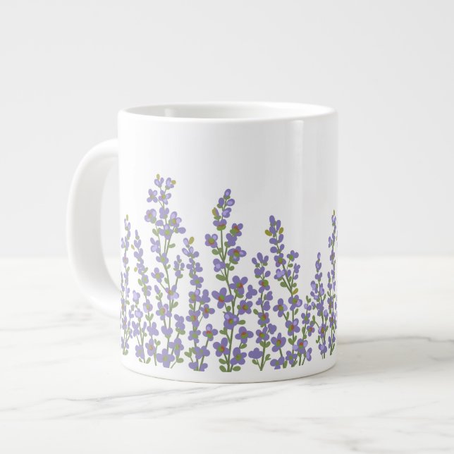 Lavender Modern  Floral Blooms  Large Coffee Mug (Front Left)