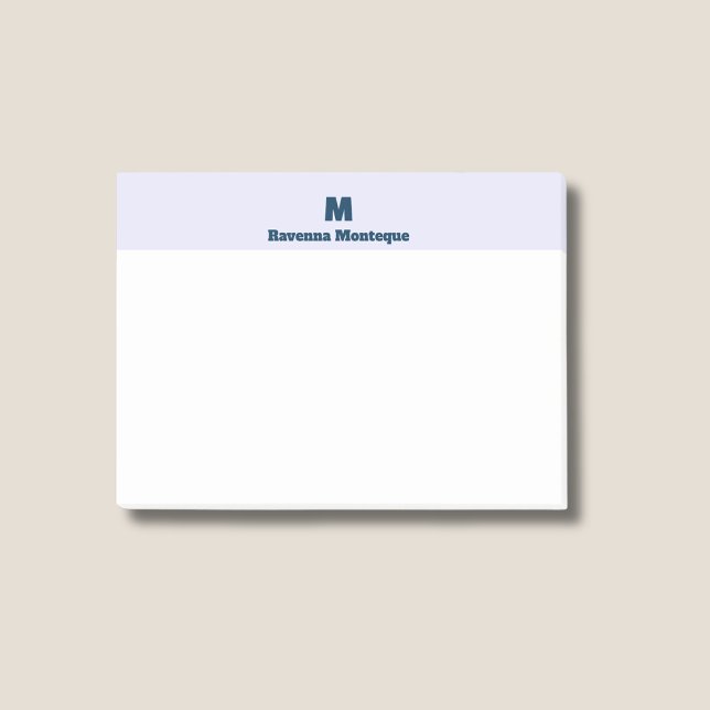Lavender Modern Personalised Name Letter Monogram Post-it Notes (Creator Uploaded)