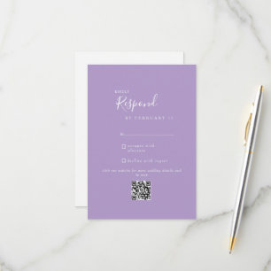 Lavender Modern Wedding QR Code RSVP Card