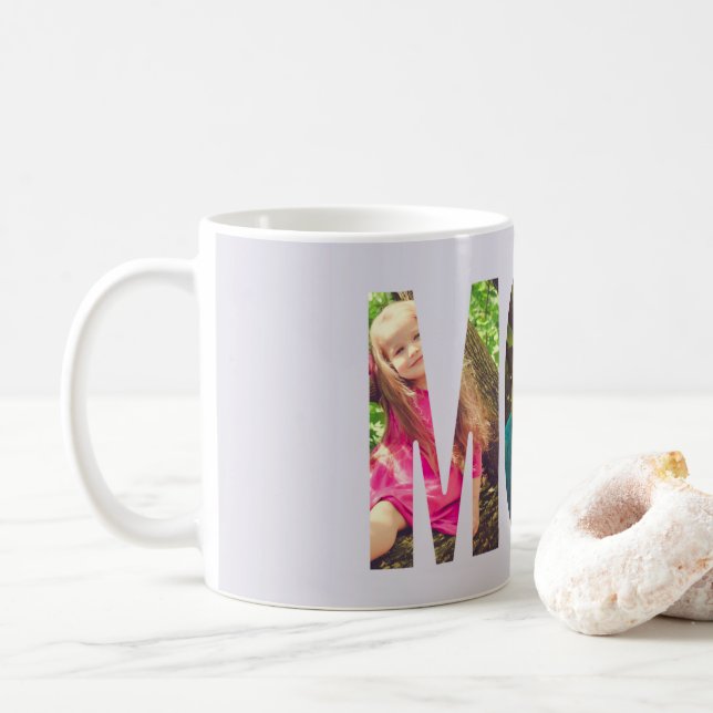 Lavender MOM Mother's Day Photo Collage Coffee Mug (With Donut)