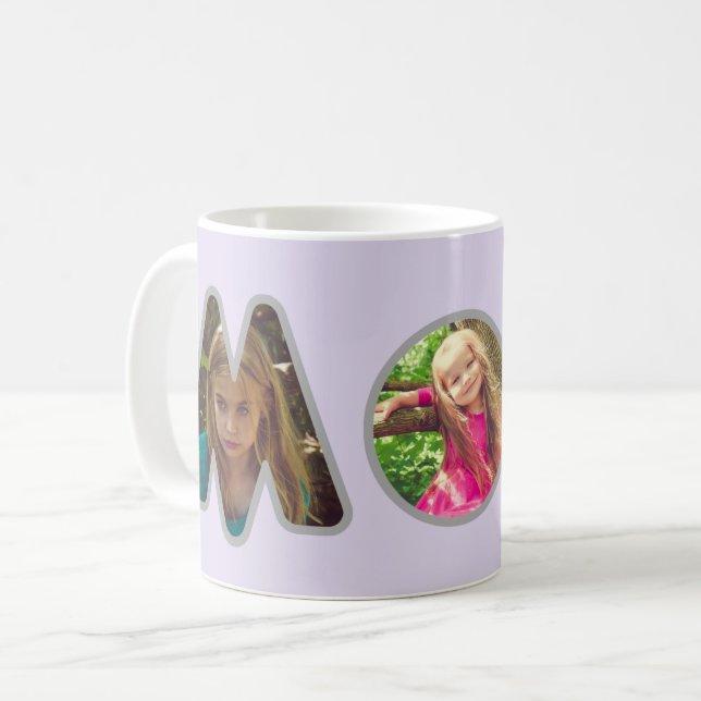 Lavender MOM Mother's Day Photo Collage Coffee Mug (Front Left)