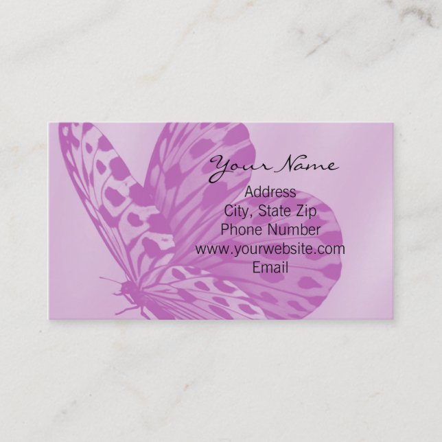 Lavender Monarch Butterfly Business Card (Front)