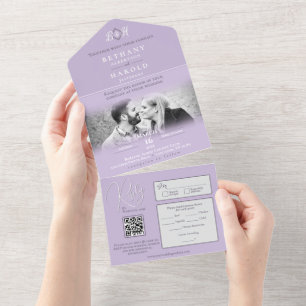 Lavender Monogram All in One Wedding Invite