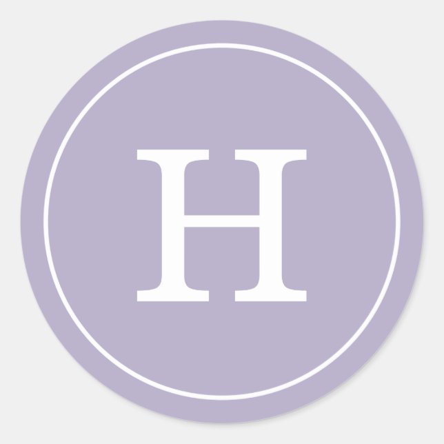Lavender Monogram Classic Round Sticker (Front)