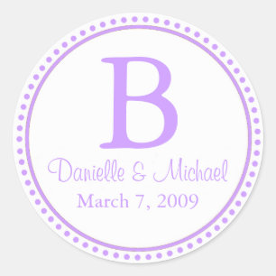Lavender Monogram Classic Round Sticker