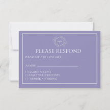 Lavender Monogram Crest RSVP card
