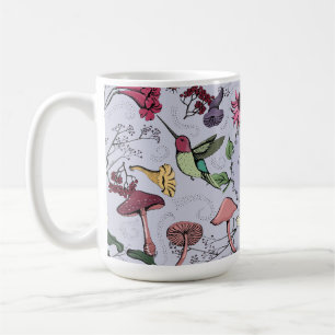 Lavender Monogram Hummingbird & Flowers Garden Coffee Mug