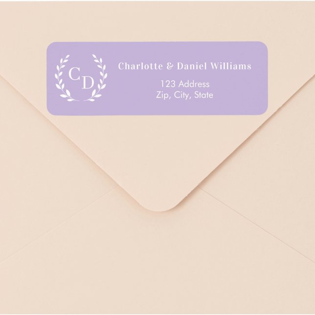 Lavender monogram initials wreath return address (Creator Uploaded)