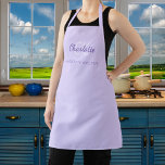 Lavender monogram name apron<br><div class="desc">Violet,  lavender coloured background. Personalise and add your first name,  monogram initials and full name.  Use your back space key to delete if you want the apron without your full name.</div>