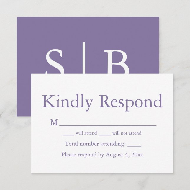 Lavender Monogram Response RSVP Card (Front/Back)
