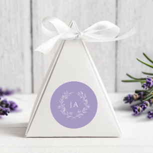Lavender Monogram Wedding Classic Round Sticker