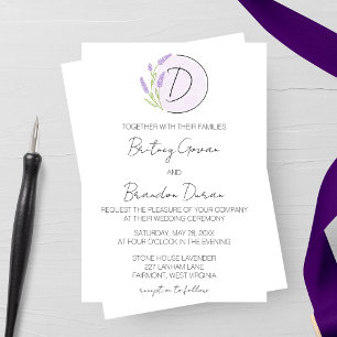 Lavender Monogram Wedding Invitation