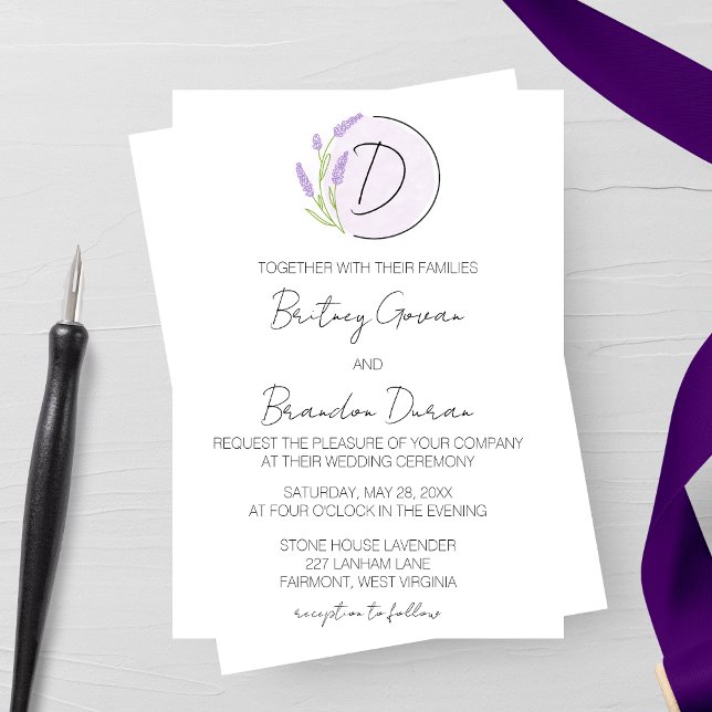 Lavender Monogram Wedding Invitation (Creator Uploaded)