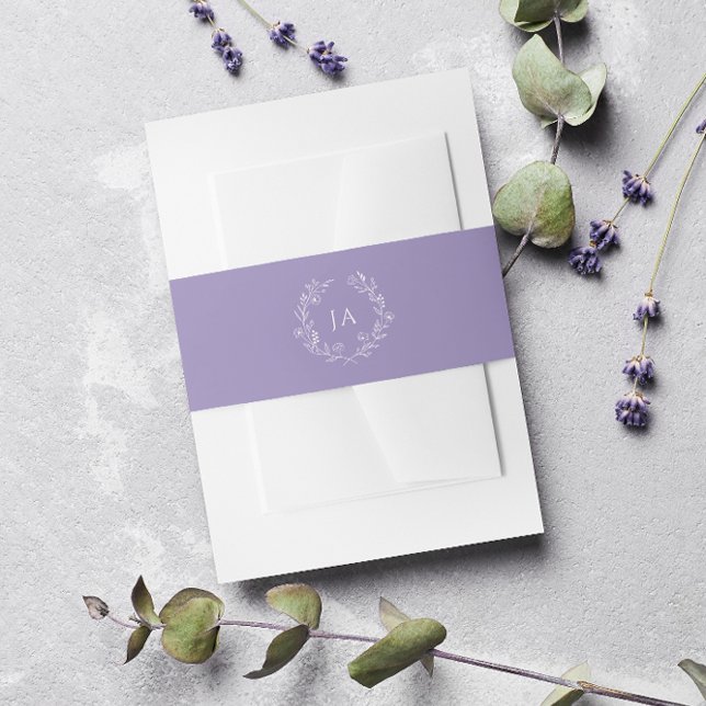 Lavender Monogram Wedding Invitation Belly Band (Creator Uploaded)