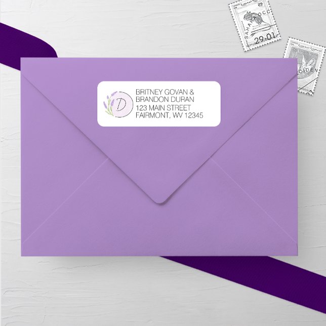 Lavender Monogram Wedding Return Address Label (Creator Uploaded)