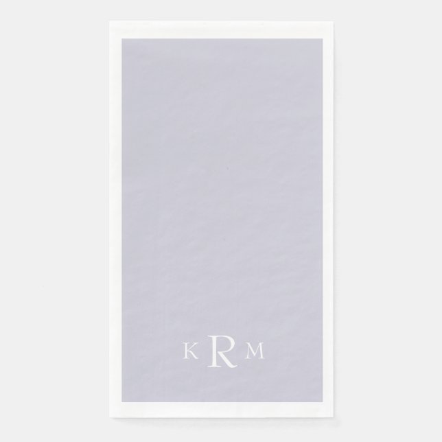 Lavender Monogram White Text Napkin (Front)