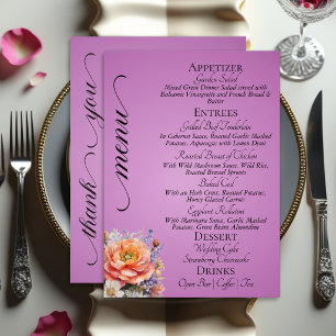 Lavender - Monogram, Wildflowers & Thank You Menu