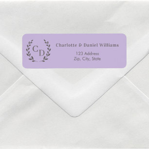 Lavender monogrammed wreath return address