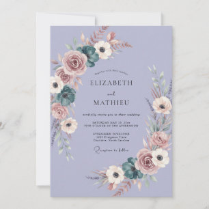 Lavender Moody Rose Whimsical Wedding Invitation