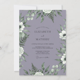 Lavender Moody Woodland Wedding Invitation