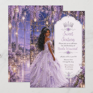 Lavender Moonlit Conservatory Sweet Sixteen Invitation
