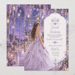 Lavender Moonlit Conservatory Sweet Sixteen Invitation