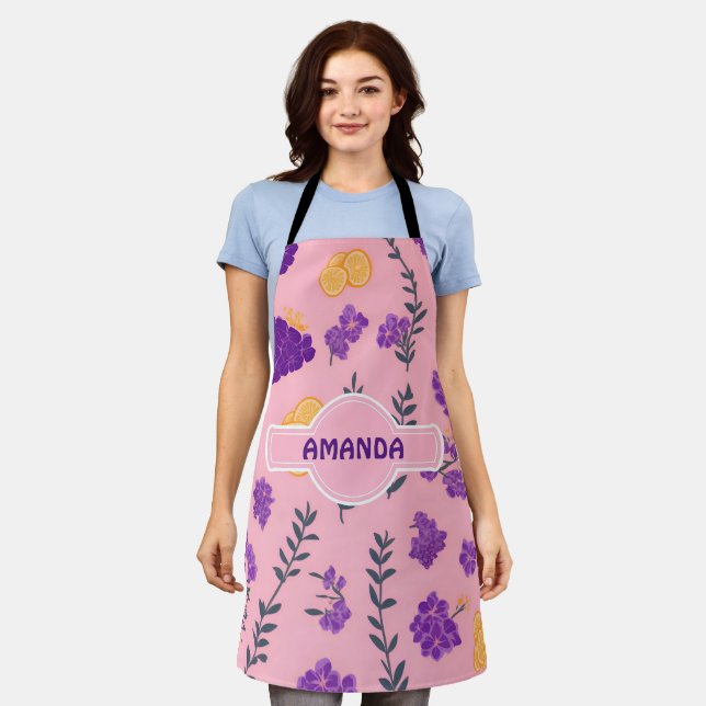 Lavender Mosaic Colourful Personalised Pattern Apron (Worn)
