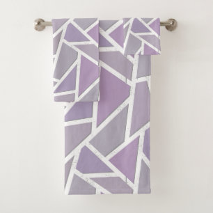 Lavender mosaic pattern bath towel set