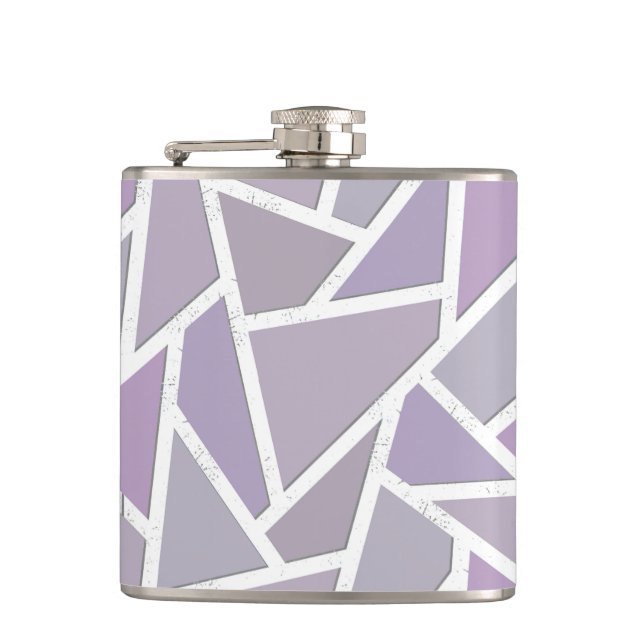Lavender mosaic pattern hip flask (Front)