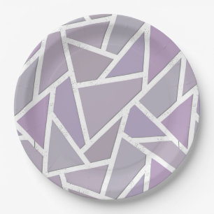 Lavender mosaic pattern paper plate