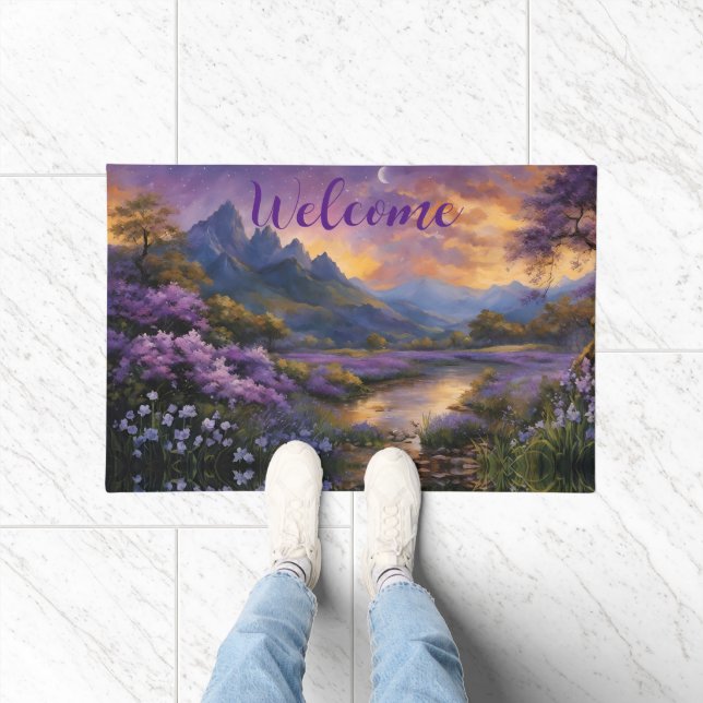 Lavender Mountain Valley at Dawn Doormat (Indoor)