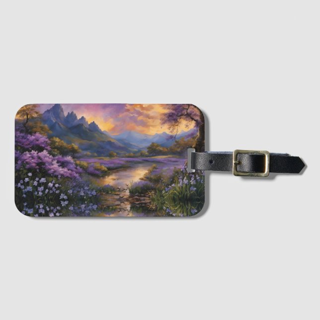 Lavender Mountain Valley at Dawn Luggage Tag (Front Horizontal)
