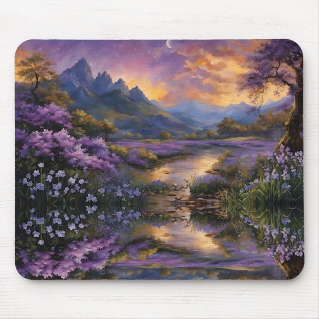 Lavender Mountain Valley at Dawn Mouse Pad (Front)
