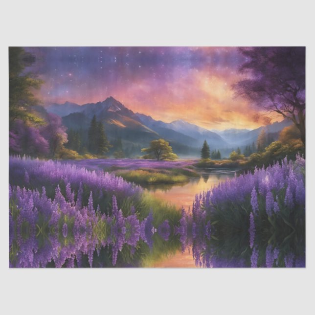 Lavender Mountain Valley at Daybreak Tissue Paper (Front)