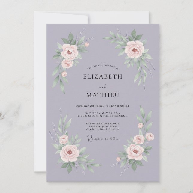 Lavender Muted Spring Wedding Invitation (Front)