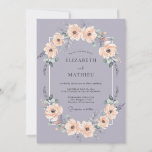 Lavender Muted Watercolor Spring Wedding Invitation