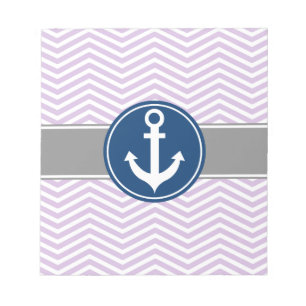 Lavender Nautical Anchor Chevron Notepad