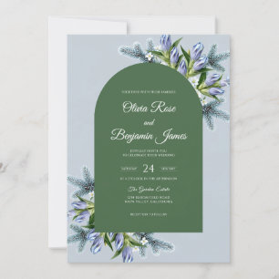 Lavender Olive Sprig Eucalyptus Wedding Invitation