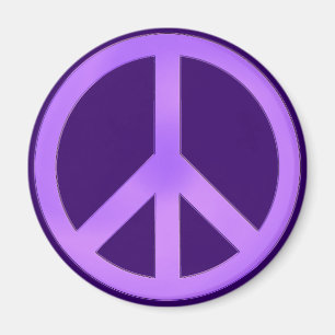 Lavender on Dark Purple Peace Sign Magnet