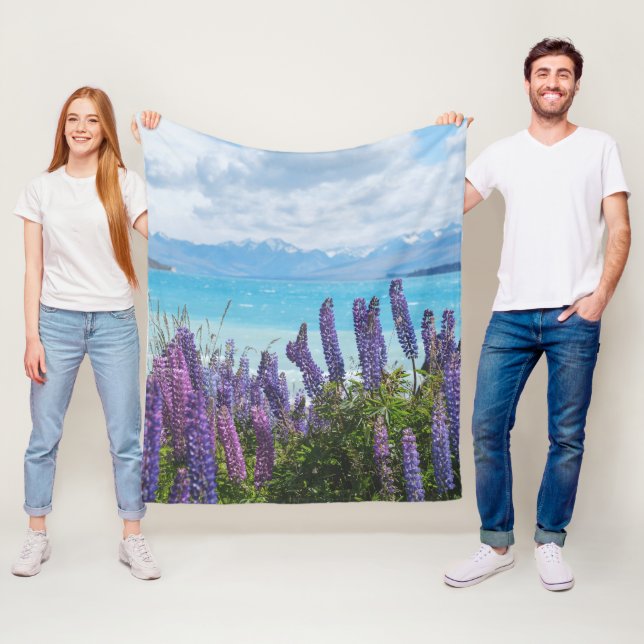 lavender on the lake shore fleece blanket (In Situ)