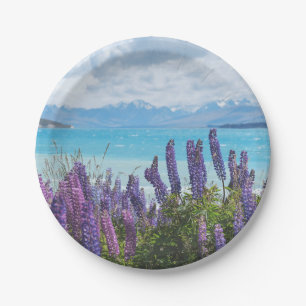 lavender on the lake shore paper plate