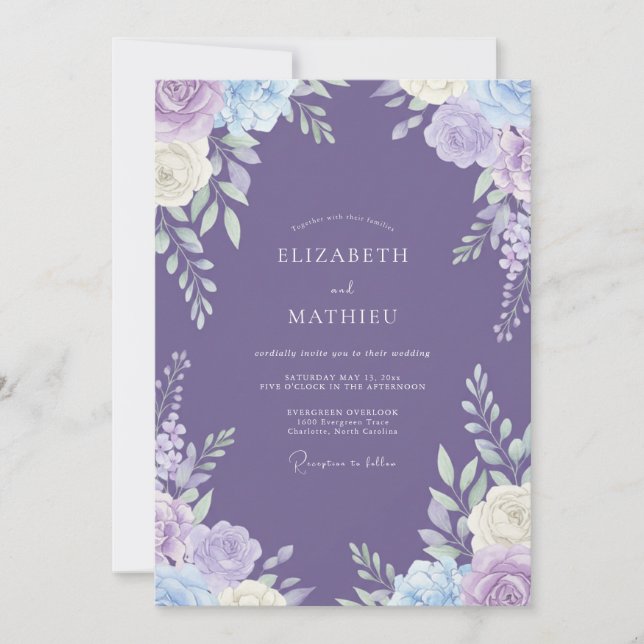 Lavender Opulent Summer Wedding Invitation (Front)