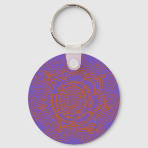 Lavender Orange Mandala Key Ring